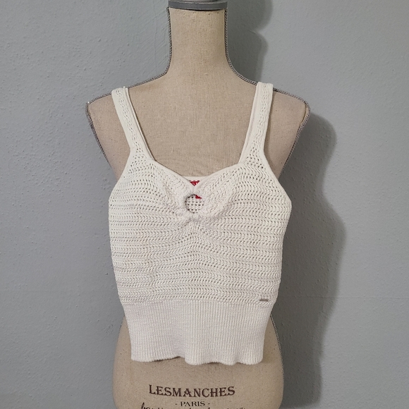 Guess Factory Dani Sleeveless Crochet Top White‎ Size Small - Picture 1 of 10